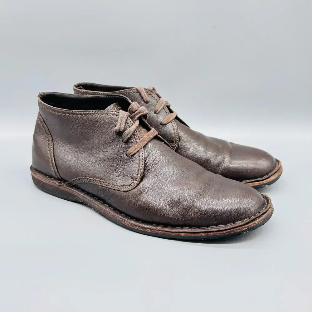 John Varvatos Boots Mens 10 Brown Leather Chukka Ankle Lace Up Casual Comfort
